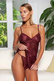Burgundy Lace Pantyhose Knitted Babydoll/Fantasy Nightgown