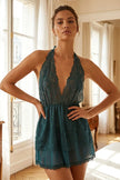Petrol Lace/Tulle Halterneck Fantasy Nightdress / Babydoll