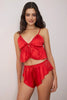 Red Satin Lace Plain Unlined Lingerie Set