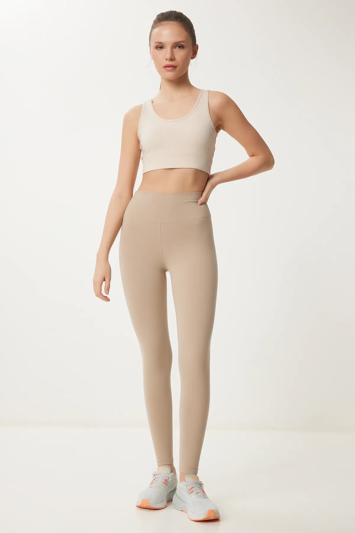 High Waist Knitted Sports Leggings CREAM