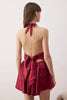 Satin-Woven Nightgown with Burgundy Lace Detail