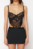 Black Lace Rope Strap Knitted Fantasy Nightgown