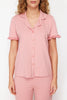 Dusty Rose  Ruffle Detailed Knitted Pajama Set