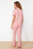 Dusty Rose  Ruffle Detailed Knitted Pajama Set