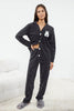 Anthracite Polka Dot Animal Print Fleece Winter Knit Pajama Set