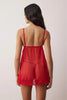 Red Tulle Lace Detail Plain Uncapped Babydoll