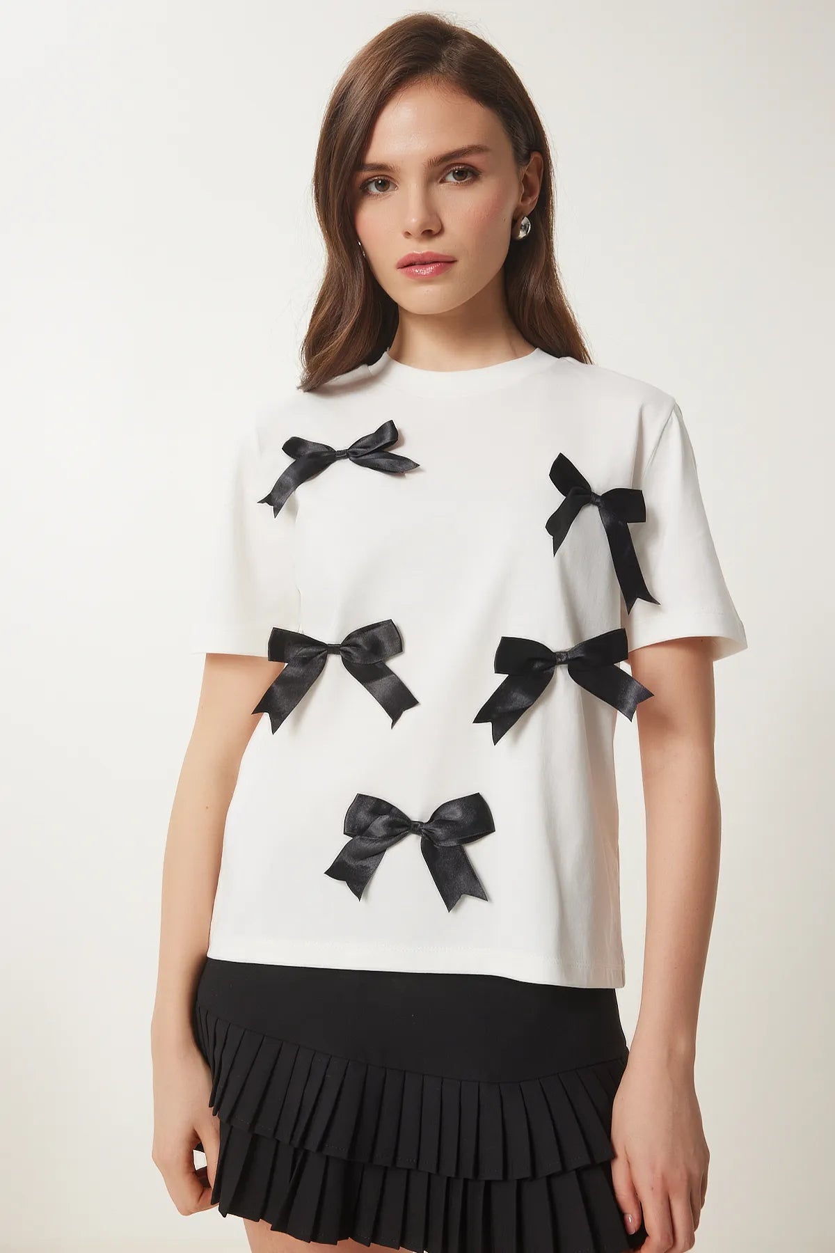 Bow Cotton Knitted T-shirt