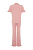 Dusty Rose  Ruffle Detailed Knitted Pajama Set