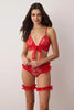 Red Lace Leg Band Unlined Lingerie Set