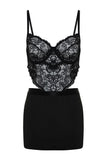 Black Lace Rope Strap Knitted Fantasy Nightgown