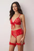 Red Lace Leg Band Unlined Lingerie Set
