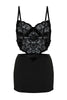 Black Lace Rope Strap Knitted Fantasy Nightgown