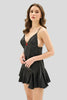 Black Ribbon/Bow Rope Strap Satin Woven Nightgown