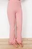 Dusty Rose  Ruffle Detailed Knitted Pajama Set