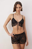 Black Lace Unlined Shorts Lingerie Set