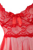 Red Satin-Striped, Coverless, Lace, Tulle, and Strap Babydoll/Fantasy Nightgown