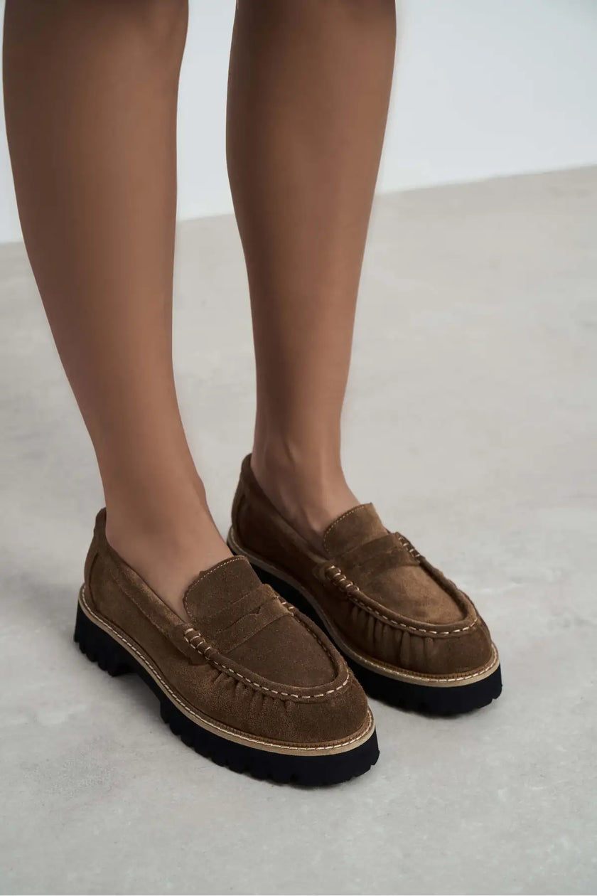 ALEVTİNA TABA SUEDE THICK-SOLED WOMEN'S LOAFER SHOES