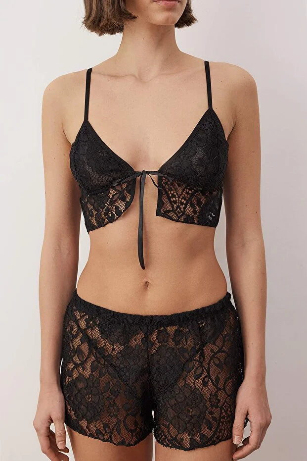 Black Lace Unlined Shorts Lingerie Set | Home Wear | Lingerie | Lebbse Black Lace Unlined Shorts Lingerie Set | Home Wear | Lingerie | Lebbse