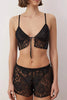 Black Lace Unlined Shorts Lingerie Set