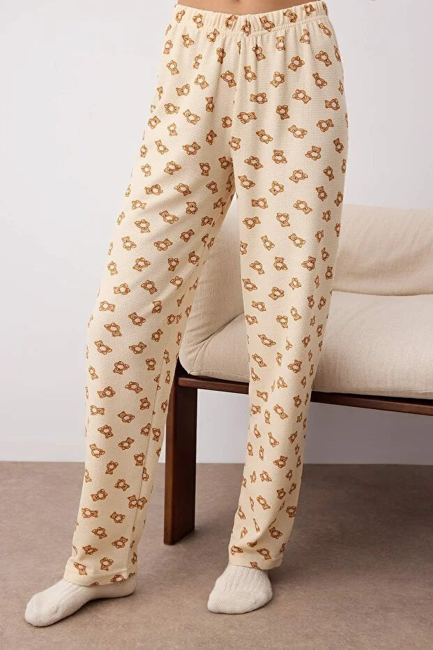 Teddy Bear Soft Winter Waffle Knit Pajama Set