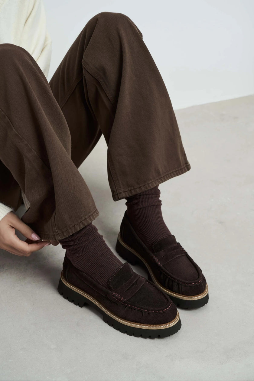 ALEVTİNA BROWN SUEDE THICK-SOLED WOMEN'S LOAFER SHOES