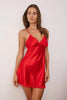 Red Slit Tulle and Lace Detailed Satin Coverless Strapless Babydoll/Fantasy Nightgown