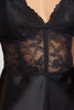 Black Lace Back Hook and Window/Cut Out Detail Satin Woven Nightgown