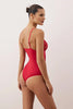 Red Lace Fitted Plain Bodysuit