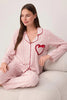 Multicolor Floral Heart Detail Viscose Woven Pajama Set