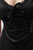Black Soft Feel Lace Rope Strap Velvet Knitted Nightgown