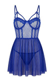 Dark Blue Polka Dot Babydoll with Bust Detail / Fantasy Nightdress