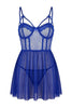 Dark Blue Polka Dot Babydoll with Bust Detail / Fantasy Nightdress