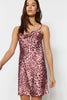 Pink Leopard Patterned Rope Strap Cowl Neck Satin Woven Nightgown