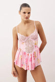Pink Knitted Floral Strappy Babydoll/Fantasy Nightgown