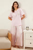 Floral Buttoned Knitted Pajama Set