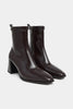 NIXIE BROWN MATTE STRETCH DETAIL THICK-HEEL WOMEN'S BOOTS
