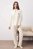 Offwhite-Red Cherry Zippered Soft Winter Waffle Knit Pajama Set