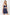 Navy Blue Cotton Lace Rope Strap Ribbed Knit Nightgown