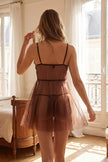 Brown Lace/Tulle Non-Padded Fantasy Nightdress / Babydoll