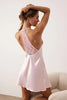 Pink Single Plain Lace Satin Weave Nightgown