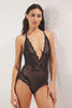Black Tulle Lace Detailed Coverless Knitted Bodysuit