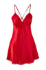 Red Slit Tulle and Lace Detailed Satin Coverless Strapless Babydoll/Fantasy Nightgown