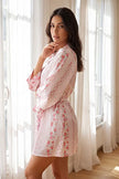 Multicolor Satin Lace Detail 4-Piece Bridal Pajama Set with Briefs & Robe