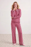 Plum Diamond & Stripe Pattern Viscose Woven Pajama Set