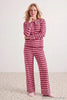Plum Diamond & Stripe Pattern Viscose Woven Pajama Set