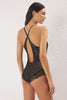 Black Tulle Lace Detailed Coverless Knitted Bodysuit