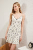 Floral Lace and Ruffle Pointel Openwork/Hole Knitted Nightgown