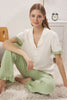 Green  Ruffle Detailed Knitted Pajama Set