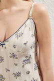 Floral Lace and Ruffle Pointel Openwork/Hole Knitted Nightgown