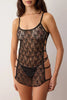 Black Lace Side Piping Unlined Babydoll/Fantasy Nightgown